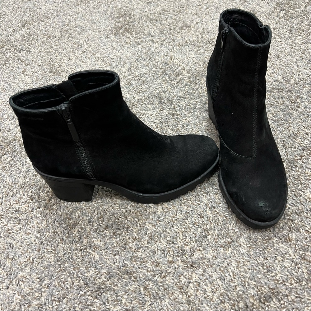 Vagabond ankle boots womens 8.5 black double zipper heeled nubuck leather grunge